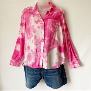 Velvet Heart Tye Dye Pink/White Blouse M